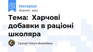 Тема:  Харчові добавки в раціоні школяра