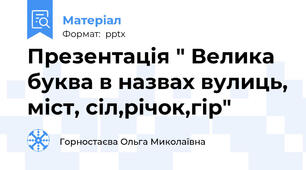 Презентація " Велика буква в назвах вулиць, міст, сіл,річок,гір"
