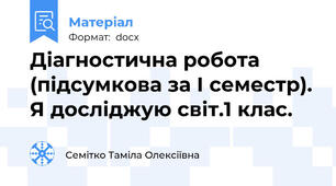 Діагностична робота (підсумкова за І семестр). Я досліджую світ.1 клас.