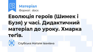 Еволюція героїв (Шимек і Бузя) у часі. Дидактичний матеріал до уроку. Хмарка теґів.