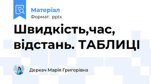 Швидкість,час, відстань. ТАБЛИЦІ
