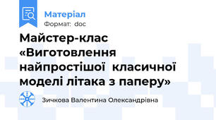 Майстер-клас «Виготовлення найпростішої  класичної моделі літака з паперу»