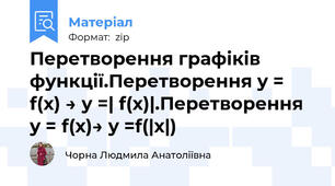 Перетворення графіків функції.Перетворення y = f(x) → y =| f(x)|.Перетворення y = f(x)→ y =f(|x|)