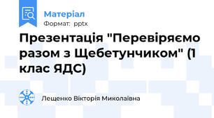 Презентація "Перевіряємо разом з Щебетунчиком" (1 клас ЯДС)