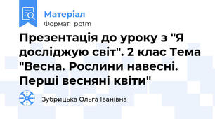 Презентація до уроку з "Я досліджую світ". 2 клас Тема "Весна. Рослини навесні. Перші весняні квіти"