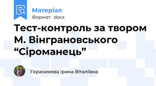 Тест-контроль за твором М. Вінграновського “Сіроманець”