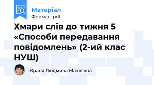 Хмари слів до тижня 5 «Способи передавання повідомлень» (2-ий клас НУШ)
