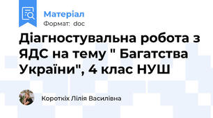 Діагностувальна робота з ЯДС на тему " Багатства України", 4 клас НУШ