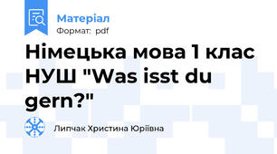 Німецька мова 1 клас НУШ "Was isst du gern?"