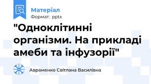 "Одноклітинні організми. На прикладі амеби та інфузорії"