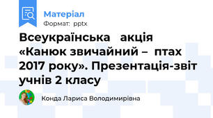 Всеукраїнська   акція  «Канюк звичайний –  птах 2017 року». Презентація-звіт учнів 2 класу