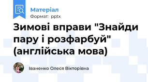 Зимові вправи "Знайди пару і розфарбуй" (англійська мова)