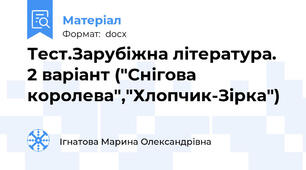 Тест.Зарубіжна література. 2 варіант ("Снігова королева","Хлопчик-Зірка")