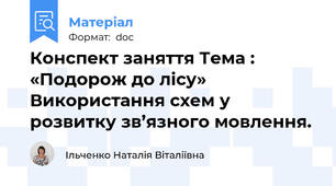 Конспект заняття Тема : «Подорож до лісу» Використання схем у розвитку зв’язного мовлення.