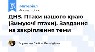 ДНЗ. Птахи нашого краю (Зимуючі птахи). Завдання на закріплення теми