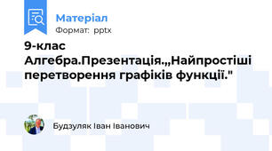 9-клас Алгебра.Презентація.,,Найпростіші перетворення графіків функції."