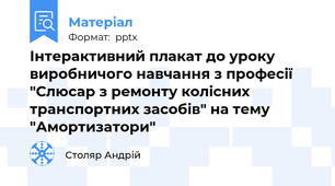 Інтерактивний плакат до уроку виробничого навчання з професії "Слюсар з ремонту колісних транспортних засобів" на тему "Амортизатори"