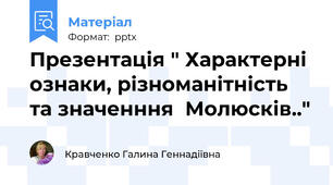 Презентація " Характерні  ознаки, різноманітність  та значенння  Молюсків.."