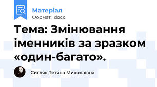Тема: Змінювання іменників за зразком «один-багато».