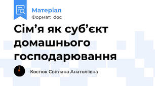 Сім’я як суб’єкт домашнього господарювання