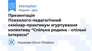 Презентація Психолого-педагогічний семінар-практикум згуртування колективу “Спільна родина – спільні інтереси”