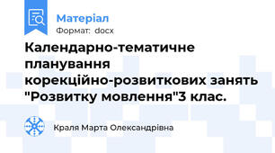 Календарно-тематичне планування корекційно-розвиткових занять "Розвитку мовлення"3 клас.