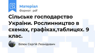 Сільське господарство  України. Рослинництво в схемах, графіках,таблицях. 9 клас.