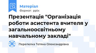 Презентація "Організація роботи асистента вчителя у загальноосвітньому навчальному закладі"