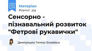 Сенсорно - пізнавальний розвиток "Фетрові рукавички"