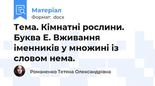 Тема. Кімнатні рослини. Буква Е. Вживання іменників у множині із словом нема.