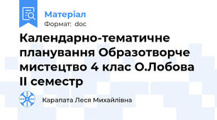 Календарно-тематичне  планування Образотворче мистецтво 4 клас О.Лобова ІІ семестр