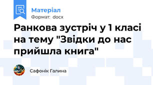 Ранкова зустріч у 1 класі на тему "Звідки до нас прийшла книга"
