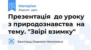 Презентація  до уроку з природознавства  на тему. "Звірі взимку"