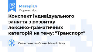 Конспект індивідуального заняття з розвитку лексико-граматичних категорій на тему: "Транспорт"