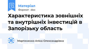 Характеристика зовнішніх та внутрішніх інвестицій в Запорізьку область