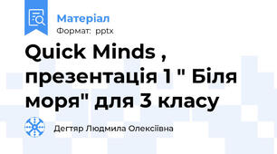 Quick Minds , презентація 1 " Біля моря" для 3 класу
