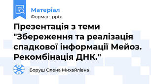 Презентація з теми "Збереження та реалізація спадкової інформації Мейоз. Рекомбінація ДНК."