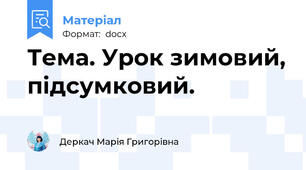 Тема. Урок зимовий, підсумковий.