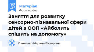 Заняття для розвитку сенсорно-пізнавальної сфери дітей з ООП «Айболить спішить на допомогу»