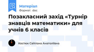 Позакласний захід «Турнір знавців математики» для учнів 6 класів