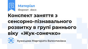 Конспект заняття з сенсорно-пізнавального розвитку в групі раннього віку  «Жук-сонечко»
