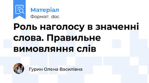 Роль наголосу в значенні слова. Правильне вимовляння слів