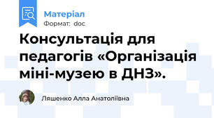 Консультація для педагогів «Організація міні-музею в ДНЗ».