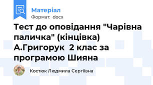 Тест до оповідання "Чарівна паличка" (кінцівка) А.Григорук  2 клас за програмою Шияна