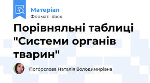 Порівняльні таблиці "Системи органів тварин"