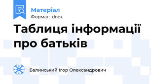 Таблиця інформації про батьків