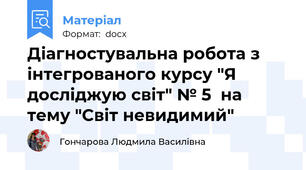 Діагностувальна робота з інтегрованого курсу "Я досліджую світ" № 5  на тему "Світ невидимий"
