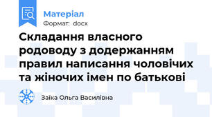 Складання власного родоводу з додержанням правил написання чоловічих та жіночих імен по батькові
