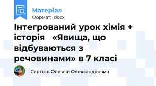 Інтегрований урок хімія + історія   «Явища, що відбуваються з речовинами» в 7 класі
