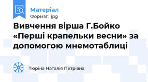 Вивчення вірша Г.Бойко «Перші крапельки весни» за допомогою мнемотаблиці